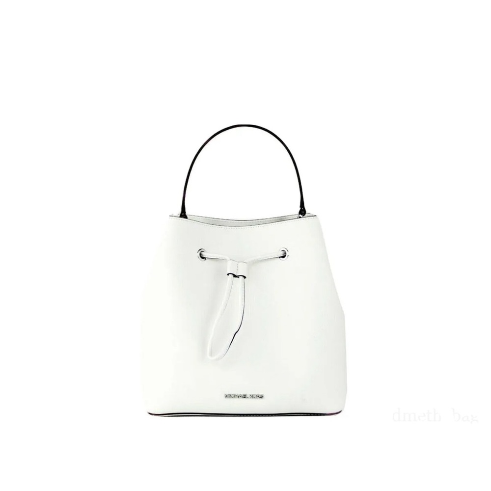 Michael Kors Suri Medium White Leather Bucket Messenger Hand Bag NWOT